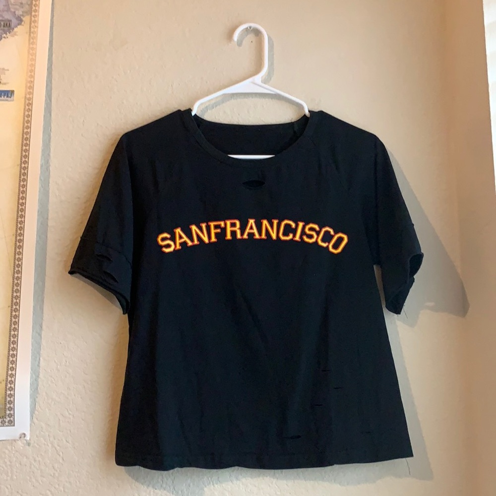 Women’s Distressed San Francisco Crop Top